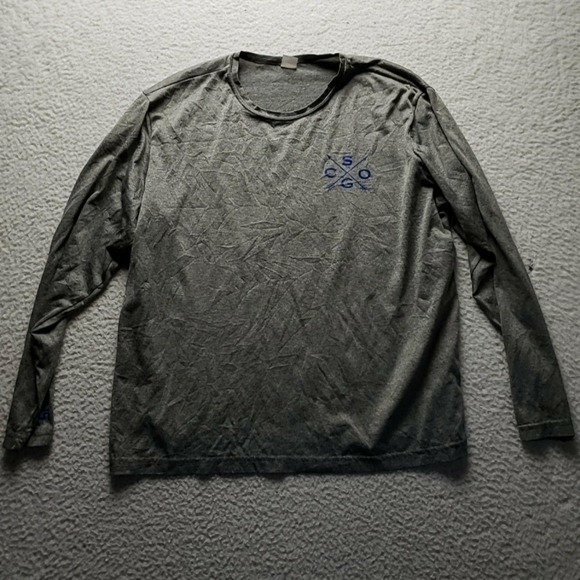 Sport-Tek Other - Sport-Tek Shirt Mens Large Gray Long Sleeve Blue Line Flag Graphic Tee Top